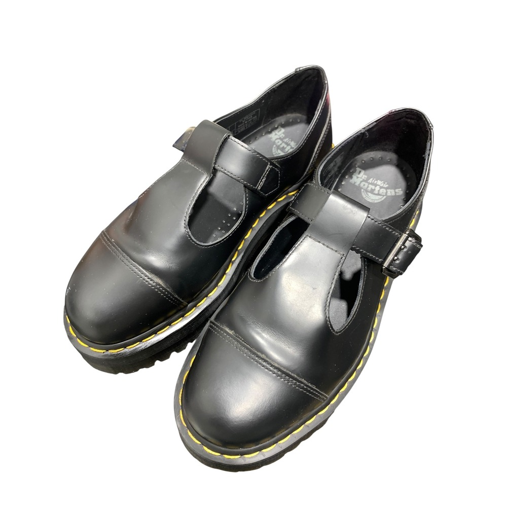Dr. Martens Bethan Black Leather Quad Platform Mary Jane Shoes US 9 UK 7 EU 41